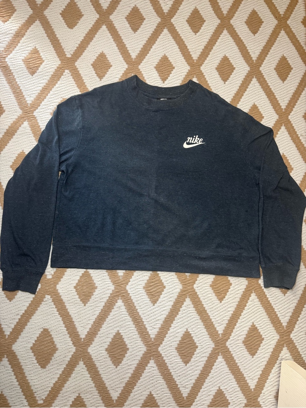 Nike Women’s Black Crewneck Sweatshirt with White Swoosh